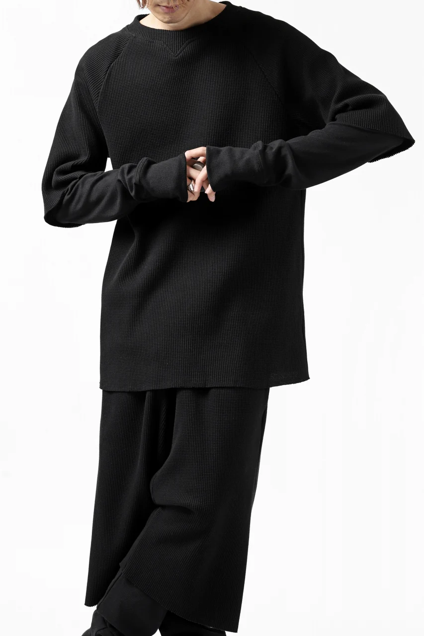 FIRST AID TO THE INJURED SJENSE LAYERED SLEEVE TOPS / WAFFEL + RIB JERSEY (BLACK) - Image 10