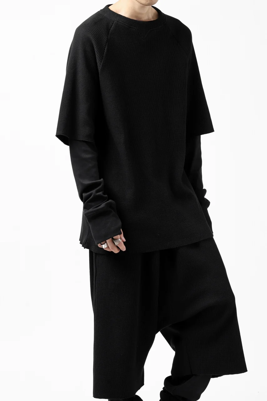 FIRST AID TO THE INJURED SJENSE LAYERED SLEEVE TOPS / WAFFEL + RIB JERSEY (BLACK) - Image 11