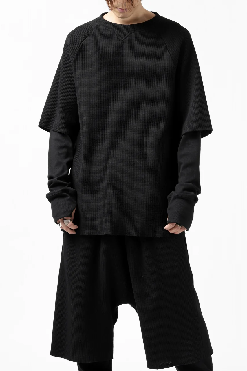 FIRST AID TO THE INJURED SJENSE LAYERED SLEEVE TOPS / WAFFEL + RIB JERSEY (BLACK) - Image 12