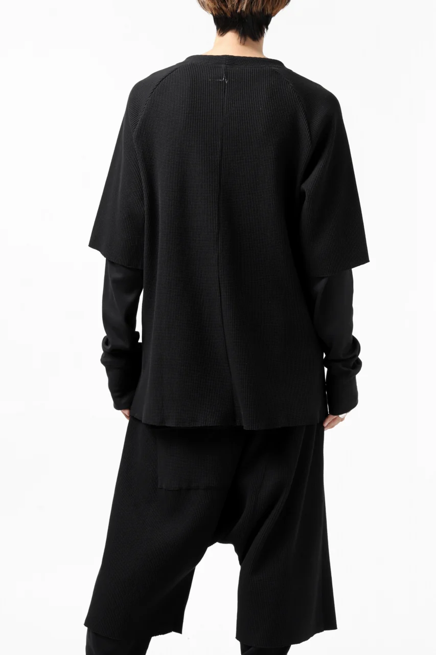 FIRST AID TO THE INJURED SJENSE LAYERED SLEEVE TOPS / WAFFEL + RIB JERSEY (BLACK) - Image 13