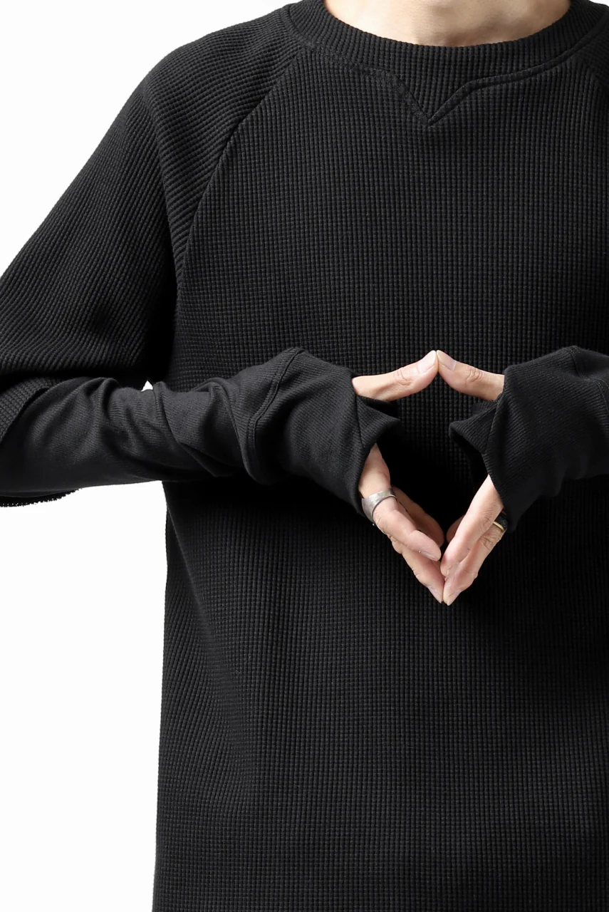 FIRST AID TO THE INJURED SJENSE LAYERED SLEEVE TOPS / WAFFEL + RIB JERSEY (BLACK) - Image 18