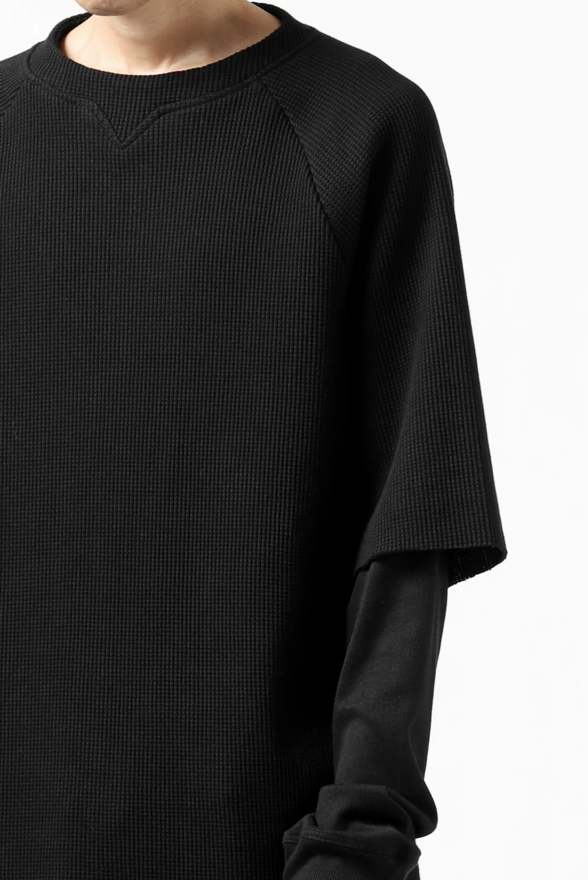 FIRST AID TO THE INJURED SJENSE LAYERED SLEEVE TOPS / WAFFEL + RIB JERSEY (BLACK) - Image 19