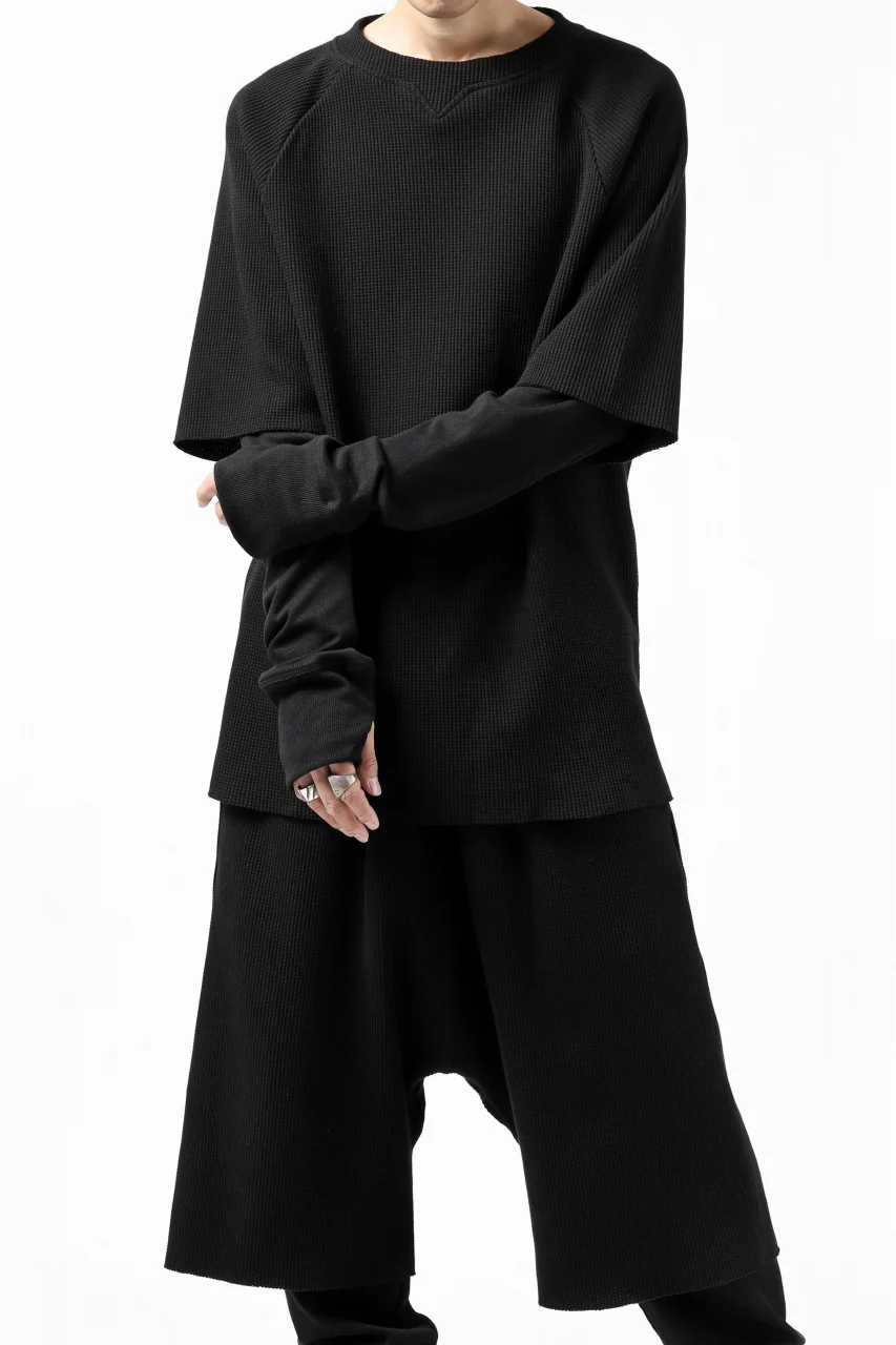 FIRST AID TO THE INJURED SJENSE LAYERED SLEEVE TOPS / WAFFEL + RIB JERSEY (BLACK) - Image 2