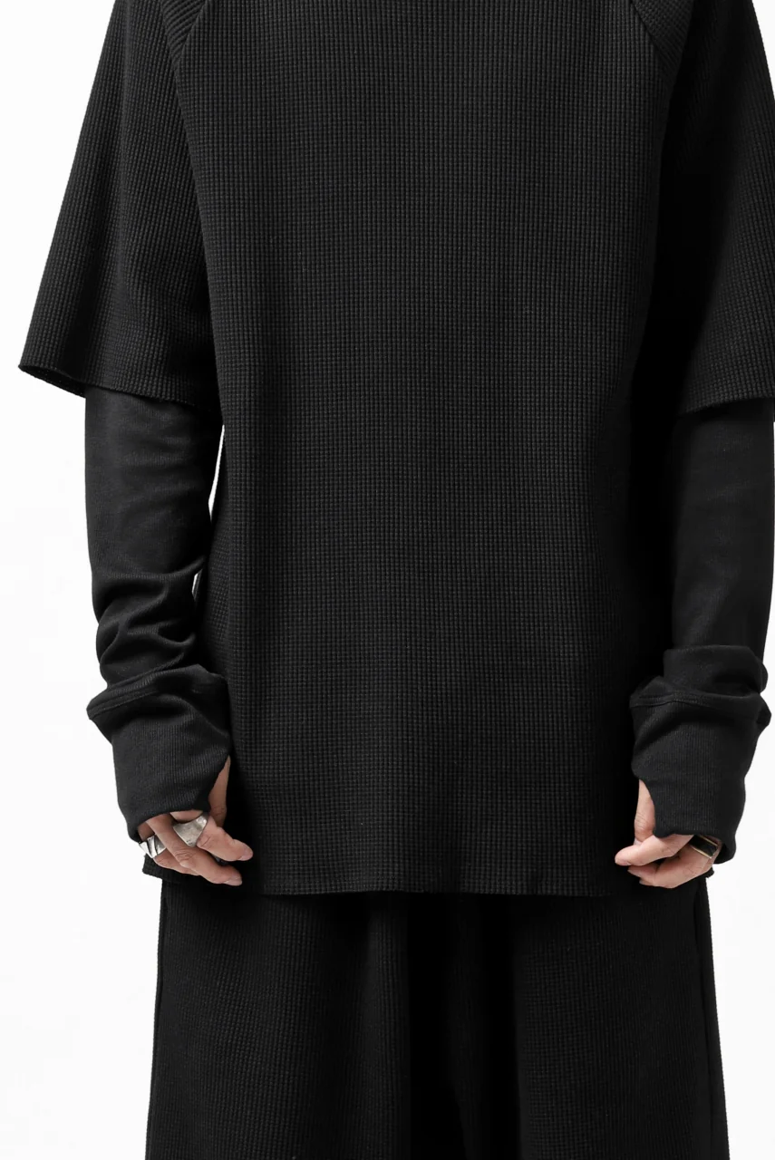 FIRST AID TO THE INJURED SJENSE LAYERED SLEEVE TOPS / WAFFEL + RIB JERSEY (BLACK) - Image 20