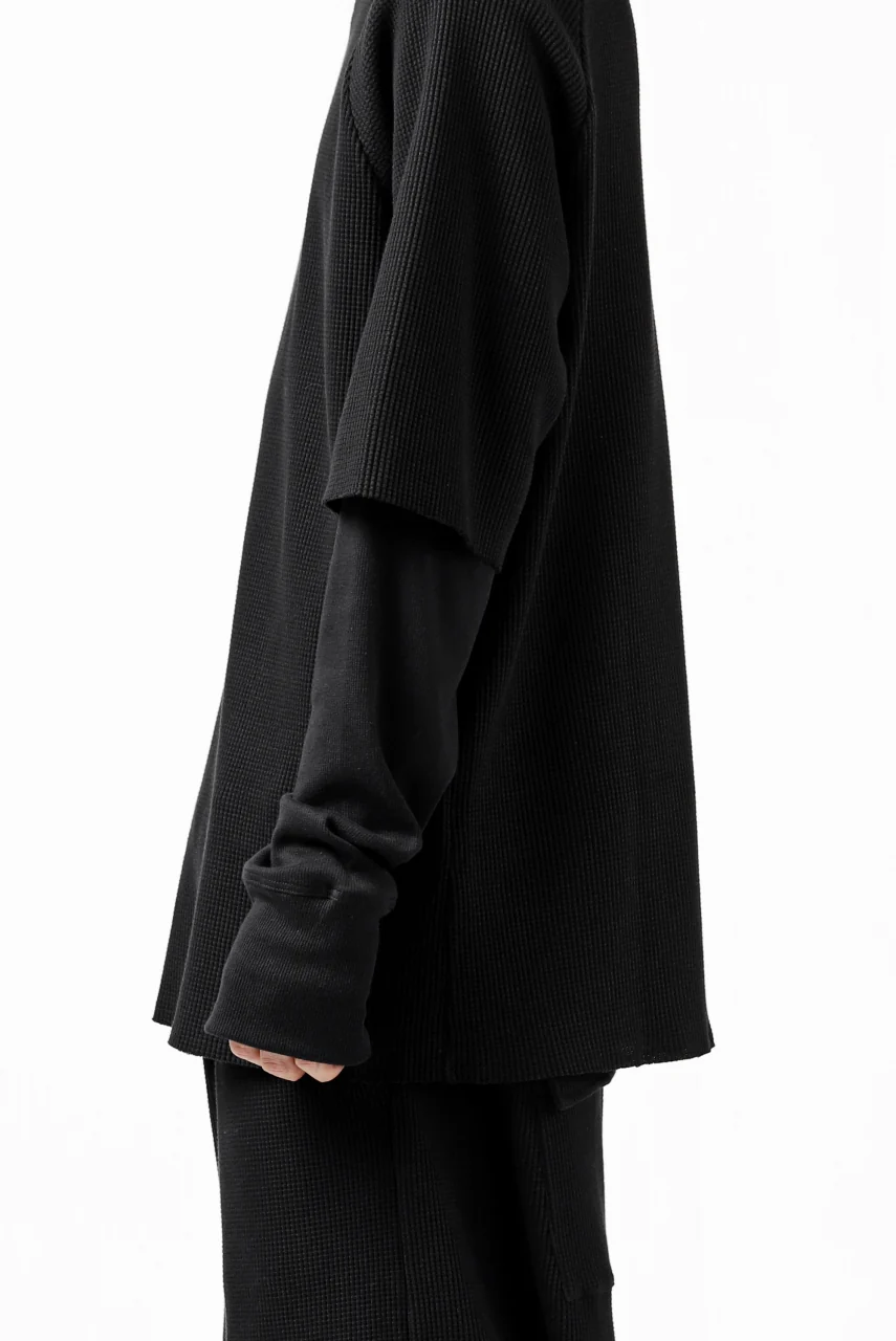 FIRST AID TO THE INJURED SJENSE LAYERED SLEEVE TOPS / WAFFEL + RIB JERSEY (BLACK) - Image 21
