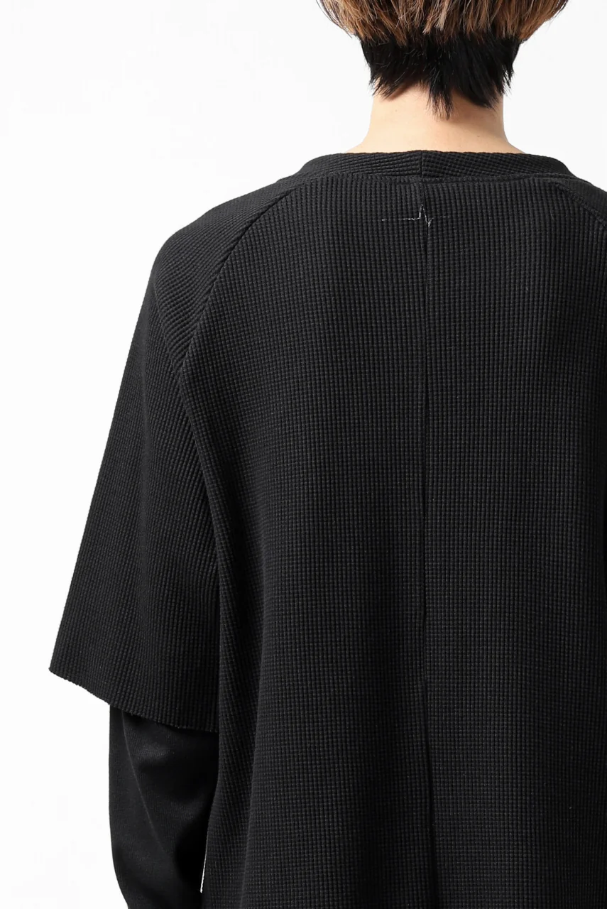 FIRST AID TO THE INJURED SJENSE LAYERED SLEEVE TOPS / WAFFEL + RIB JERSEY (BLACK) - Image 24