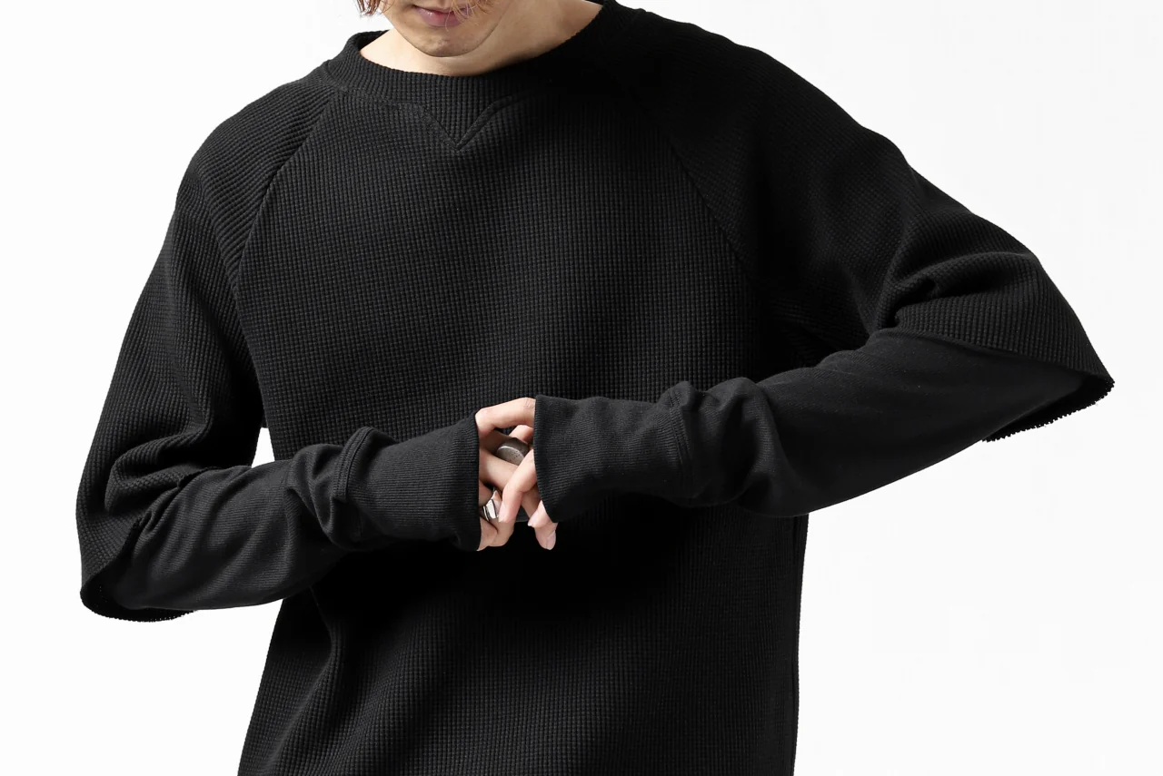 FIRST AID TO THE INJURED SJENSE LAYERED SLEEVE TOPS / WAFFEL + RIB JERSEY (BLACK) - Image 27