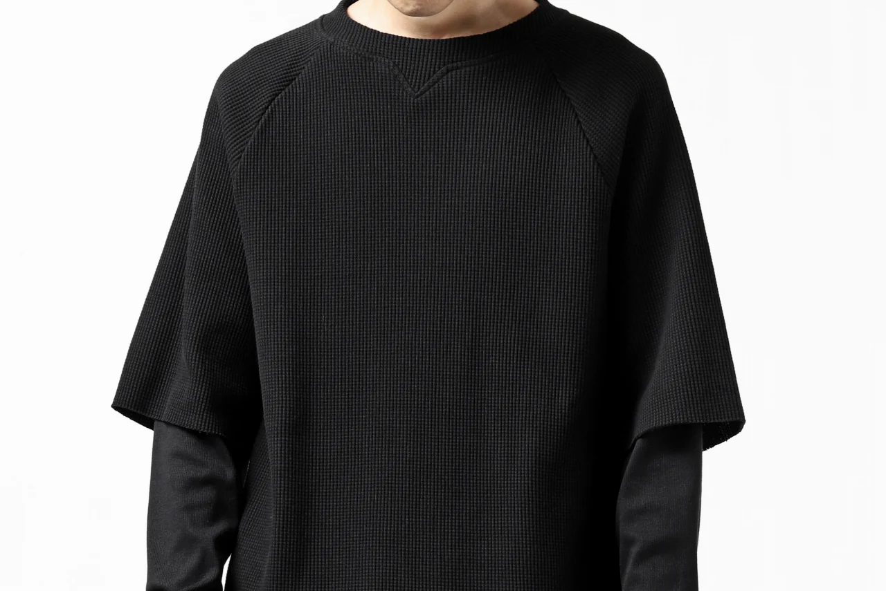 FIRST AID TO THE INJURED SJENSE LAYERED SLEEVE TOPS / WAFFEL + RIB JERSEY (BLACK) - Image 28