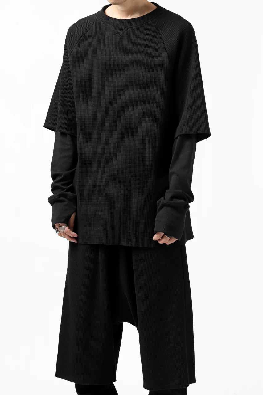 FIRST AID TO THE INJURED SJENSE LAYERED SLEEVE TOPS / WAFFEL + RIB JERSEY (BLACK) - Image 3
