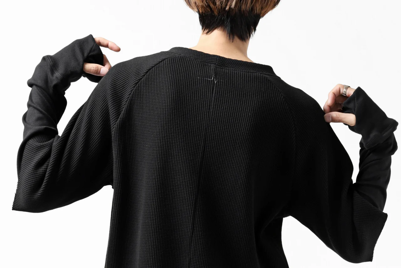 FIRST AID TO THE INJURED SJENSE LAYERED SLEEVE TOPS / WAFFEL + RIB JERSEY (BLACK) - Image 30