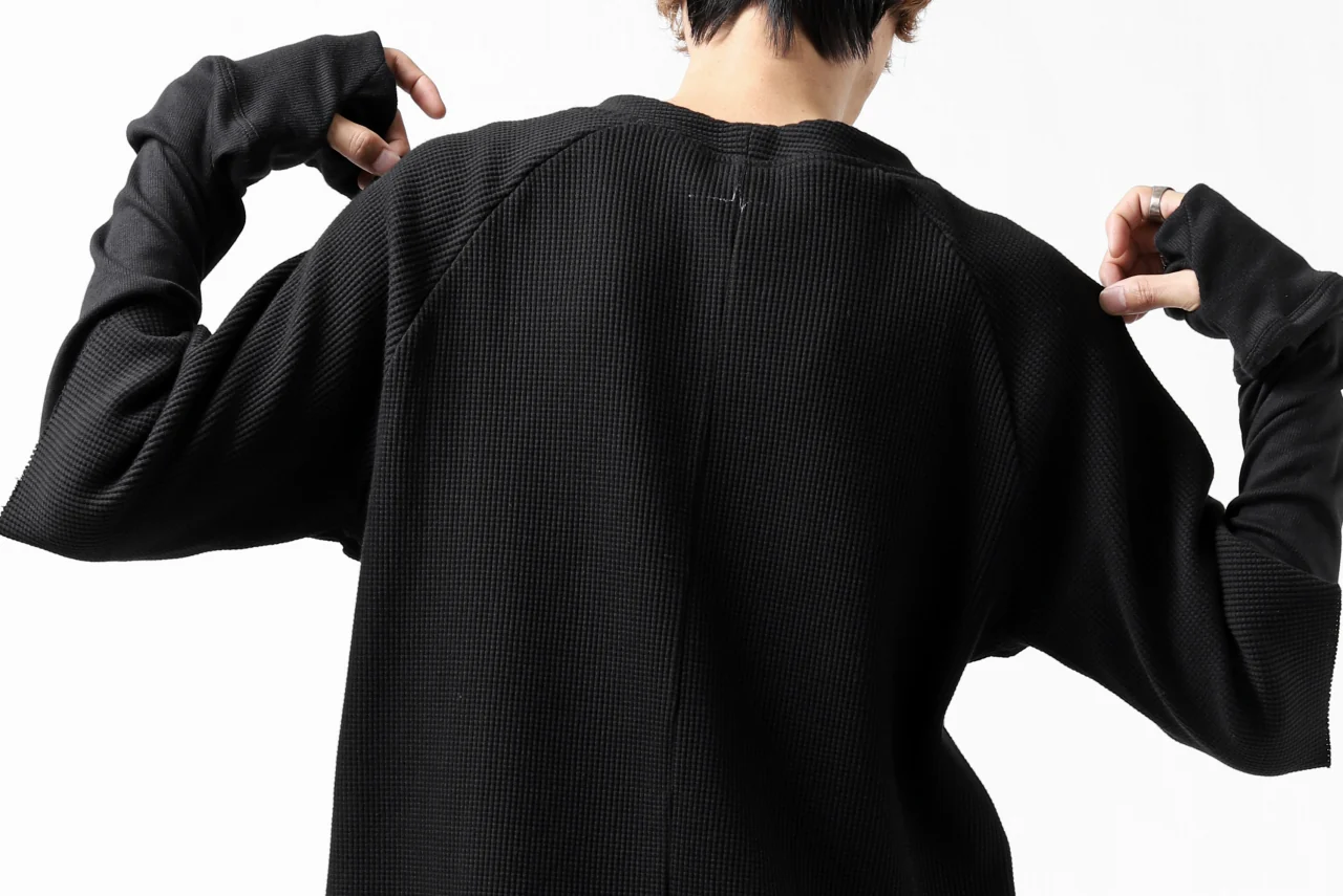 FIRST AID TO THE INJURED SJENSE LAYERED SLEEVE TOPS / WAFFEL + RIB JERSEY (BLACK) - Image 31