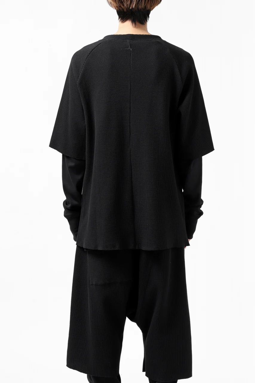 FIRST AID TO THE INJURED SJENSE LAYERED SLEEVE TOPS / WAFFEL + RIB JERSEY (BLACK) - Image 4
