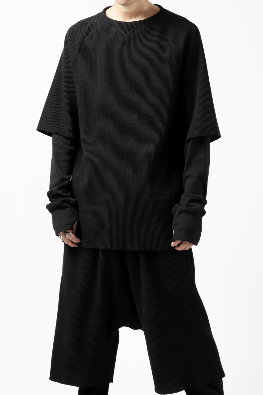 FIRST AID TO THE INJURED SJENSE LAYERED SLEEVE TOPS / WAFFEL + RIB JERSEY (BLACK) - Image 6