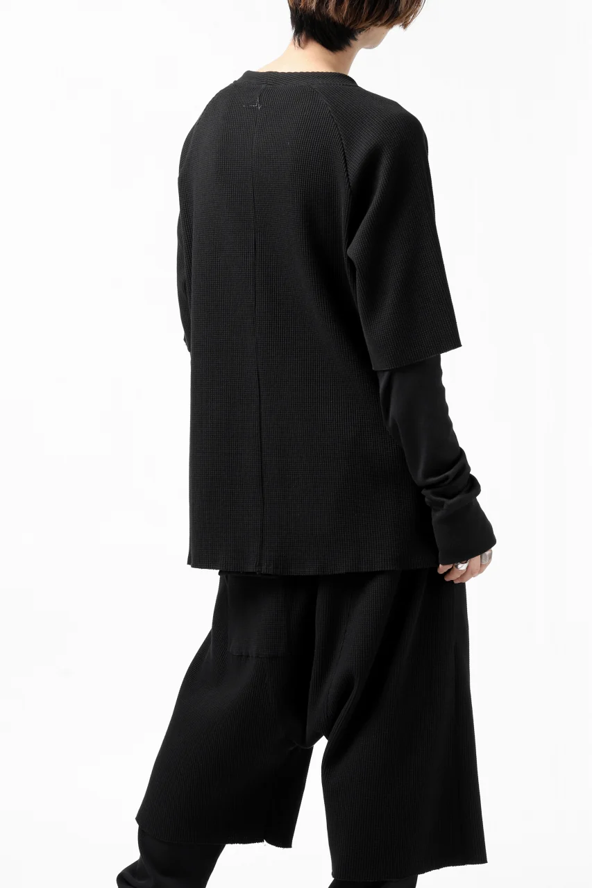 FIRST AID TO THE INJURED SJENSE LAYERED SLEEVE TOPS / WAFFEL + RIB JERSEY (BLACK) - Image 7