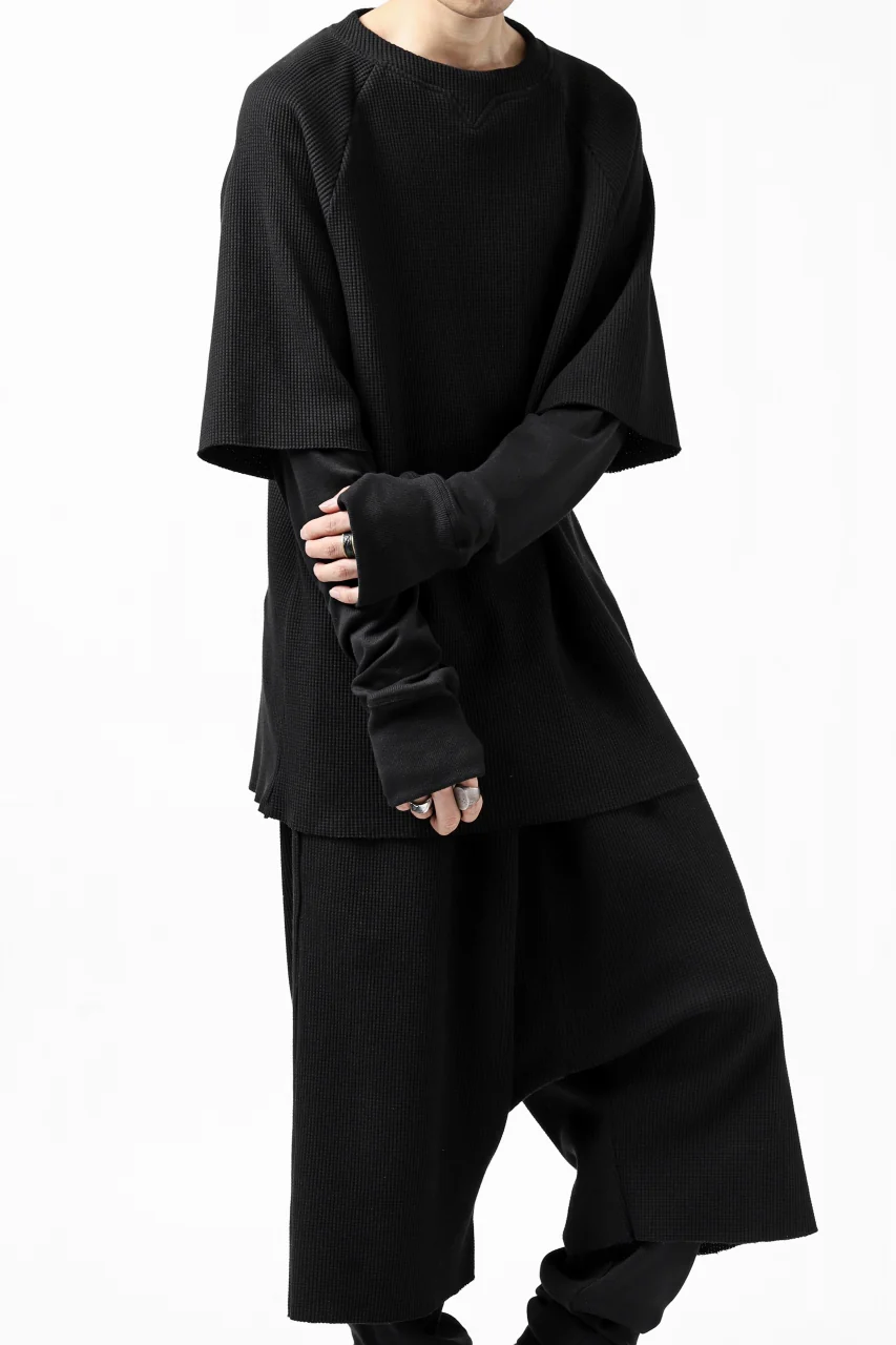 FIRST AID TO THE INJURED SJENSE LAYERED SLEEVE TOPS / WAFFEL + RIB JERSEY (BLACK) - Image 8