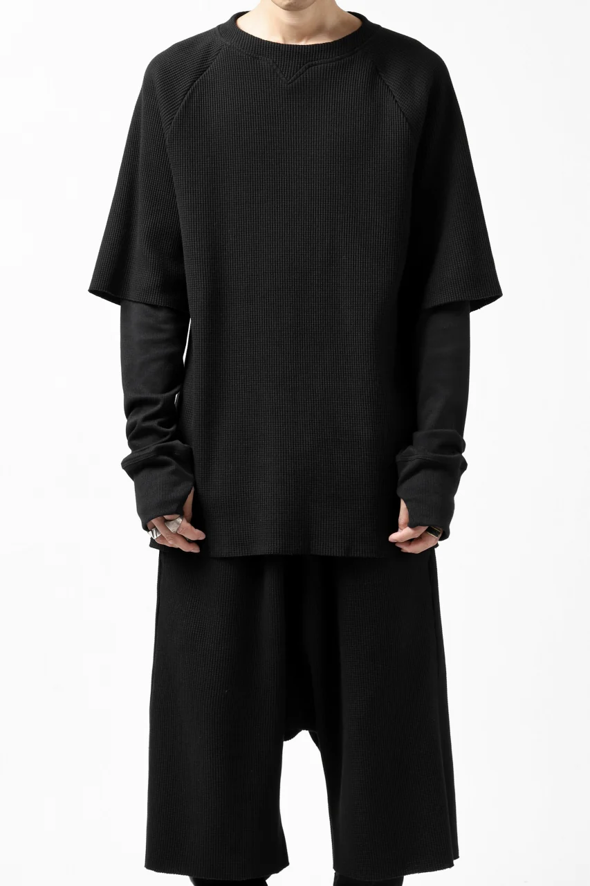 FIRST AID TO THE INJURED SJENSE LAYERED SLEEVE TOPS / WAFFEL + RIB JERSEY (BLACK) - Image 9