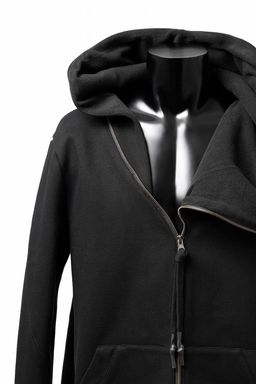 FIRST AID TO THE INJURED -TAEDA- ZIP HOODIE JACKET / HEAVYWEIGHT TERRY WARMER (BLACK) - Image 12