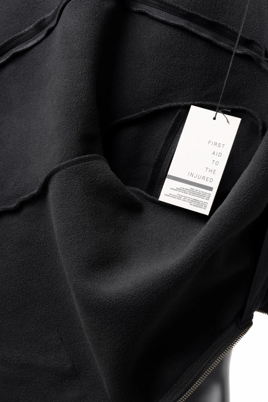 FIRST AID TO THE INJURED -TAEDA- ZIP HOODIE JACKET / HEAVYWEIGHT TERRY WARMER (BLACK) - Image 15
