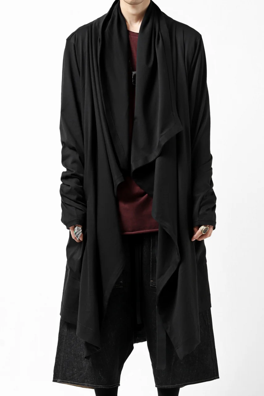 FIRST AID TO THE INJURED THEODOR DRAPE CARDIGAN / SINGLE JERSEY (BLACK)