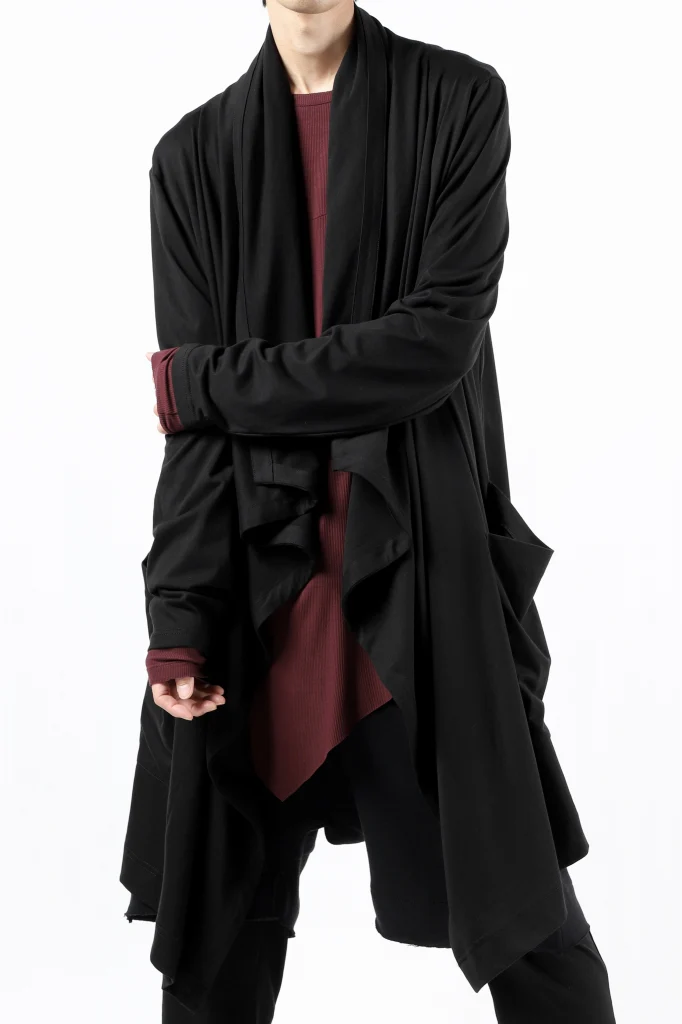 FIRST AID TO THE INJURED THEODOR DRAPE CARDIGAN / SINGLE JERSEY (BLACK) - Image 10