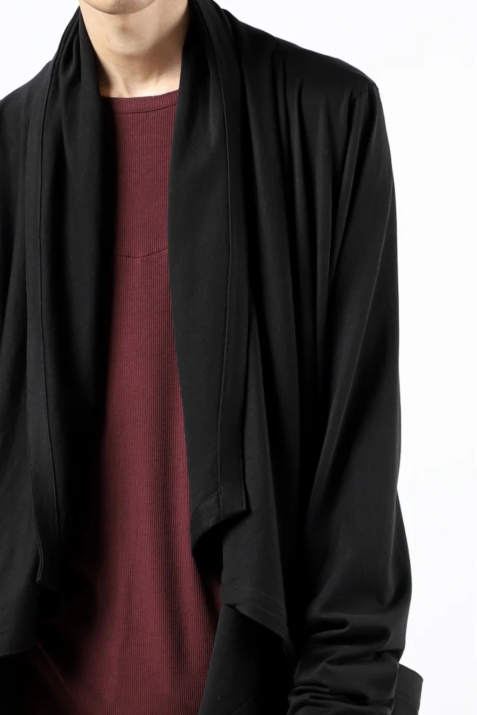 FIRST AID TO THE INJURED THEODOR DRAPE CARDIGAN / SINGLE JERSEY (BLACK) - Image 15