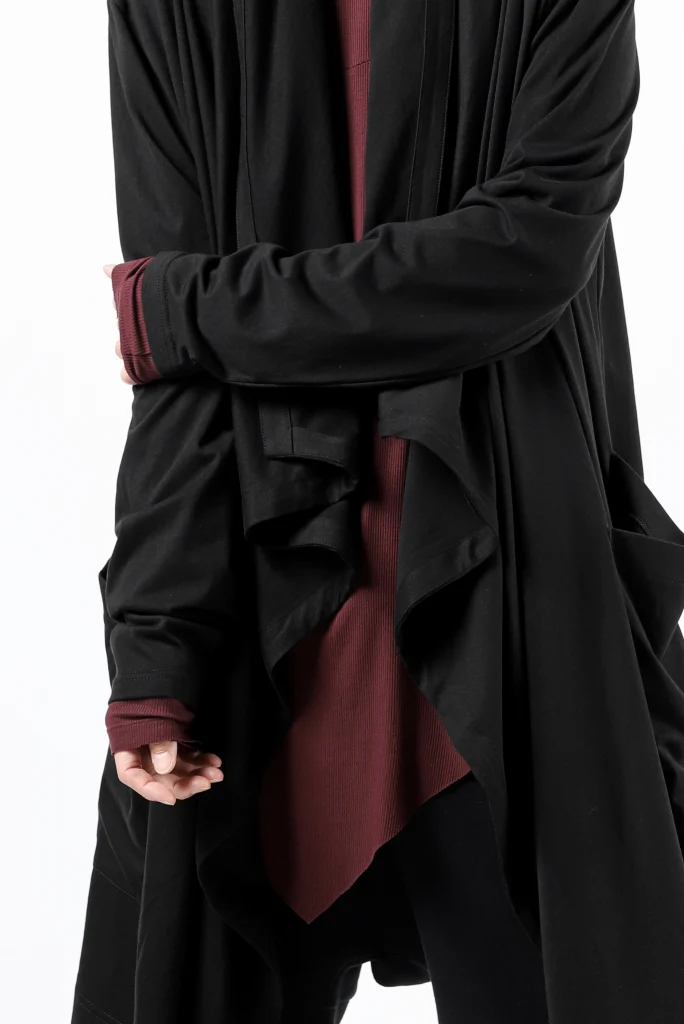 FIRST AID TO THE INJURED THEODOR DRAPE CARDIGAN / SINGLE JERSEY (BLACK) - Image 16