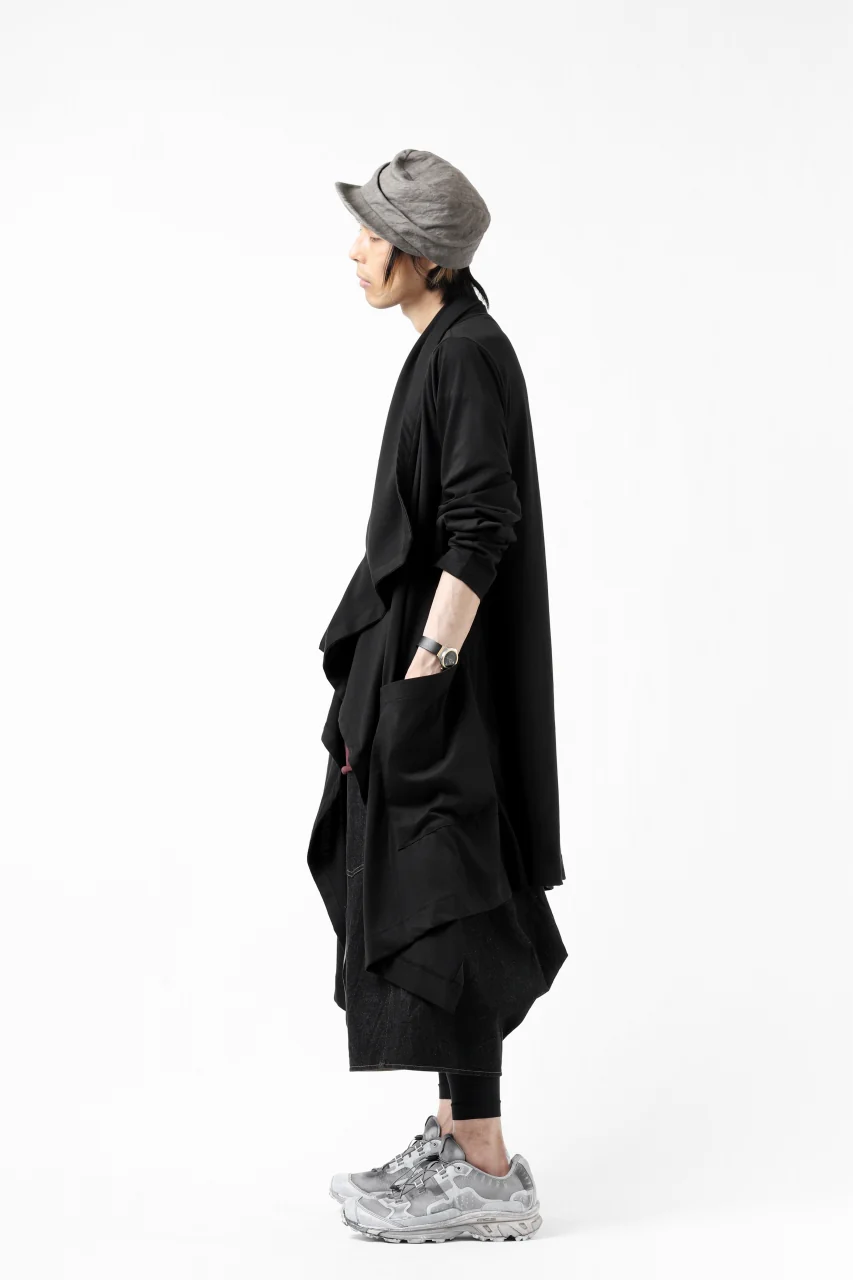 FIRST AID TO THE INJURED THEODOR DRAPE CARDIGAN / SINGLE JERSEY (BLACK) - Image 21