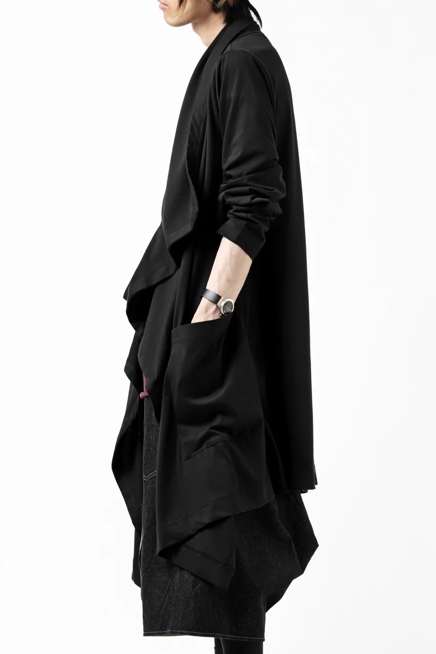 FIRST AID TO THE INJURED THEODOR DRAPE CARDIGAN / SINGLE JERSEY (BLACK) - Image 3