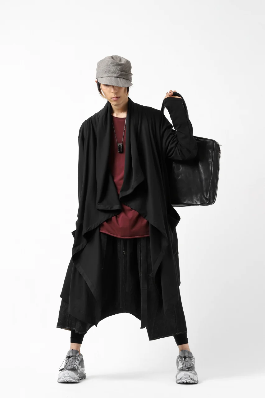 FIRST AID TO THE INJURED THEODOR DRAPE CARDIGAN / SINGLE JERSEY (BLACK) - Image 31