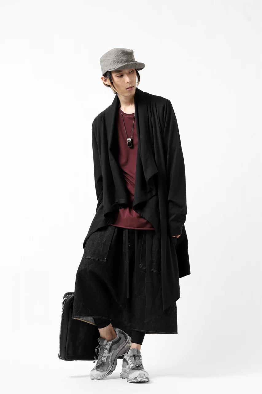 FIRST AID TO THE INJURED THEODOR DRAPE CARDIGAN / SINGLE JERSEY (BLACK) - Image 34