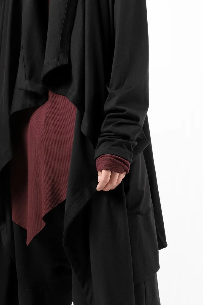 FIRST AID TO THE INJURED THEODOR DRAPE CARDIGAN / SINGLE JERSEY (BLACK) - Image 35