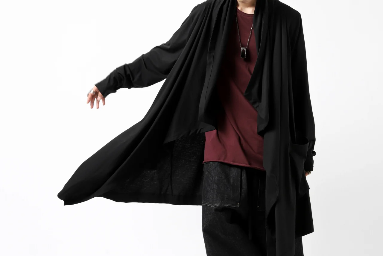 FIRST AID TO THE INJURED THEODOR DRAPE CARDIGAN / SINGLE JERSEY (BLACK) - Image 39