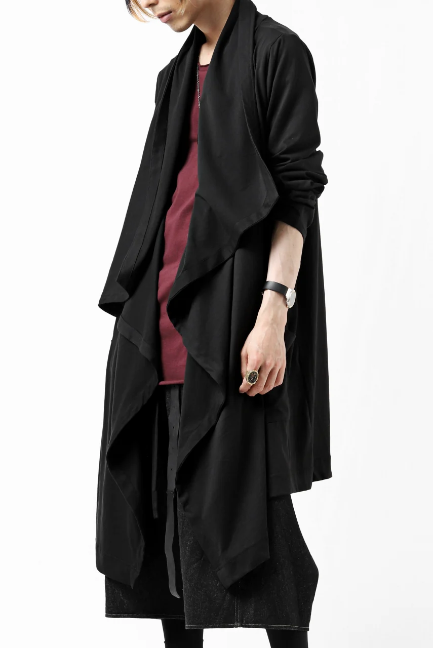 FIRST AID TO THE INJURED THEODOR DRAPE CARDIGAN / SINGLE JERSEY (BLACK) - Image 4