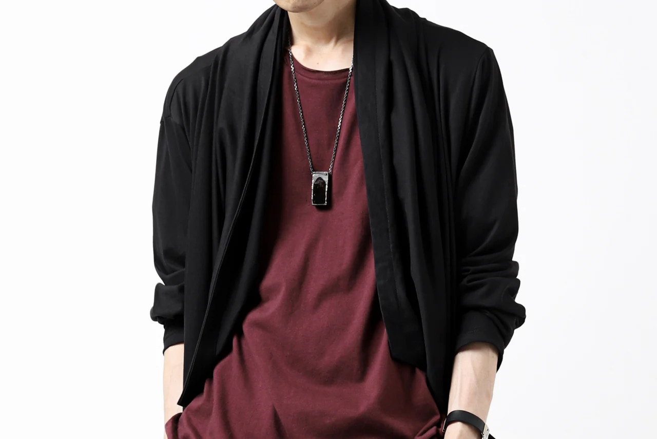 FIRST AID TO THE INJURED THEODOR DRAPE CARDIGAN / SINGLE JERSEY (BLACK) - Image 41