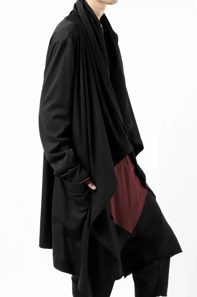 FIRST AID TO THE INJURED THEODOR DRAPE CARDIGAN / SINGLE JERSEY (BLACK) - Image 7