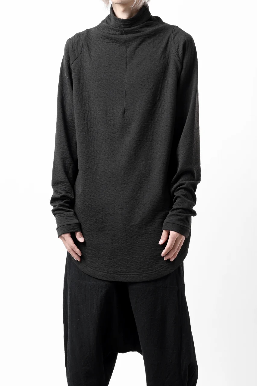 FIRST AID TO THE INJURED -UMEO- MOCK NECK LS TOPS / DOUBLE WAVY JERSEY (BLACK) - Image 16