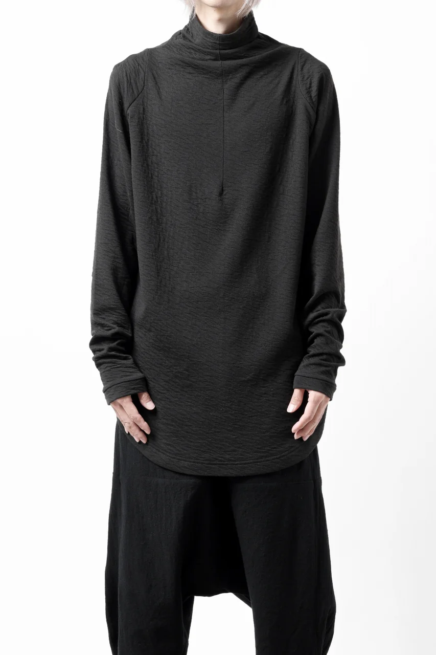 FIRST AID TO THE INJURED -UMEO- MOCK NECK LS TOPS / DOUBLE WAVY JERSEY (BLACK) - Image 3