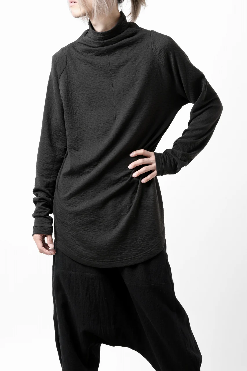 FIRST AID TO THE INJURED -UMEO- MOCK NECK LS TOPS / DOUBLE WAVY JERSEY (BLACK) - Image 4