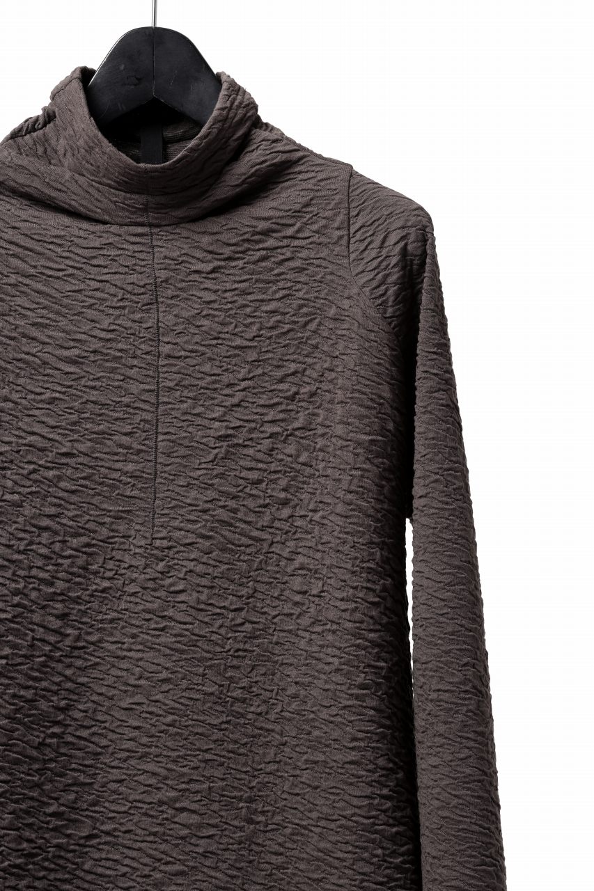 FIRST AID TO THE INJURED -UMEO- MOCK NECK LS TOPS / DOUBLE WAVY JERSEY (FOSSIL) - Image 6