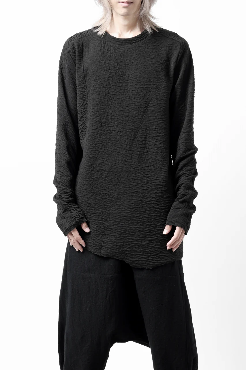 FIRST AID TO THE INJURED -UNDA- CREW NECK LS TOPS / DOUBLE WAVY JERSEY (BLACK) - Image 2