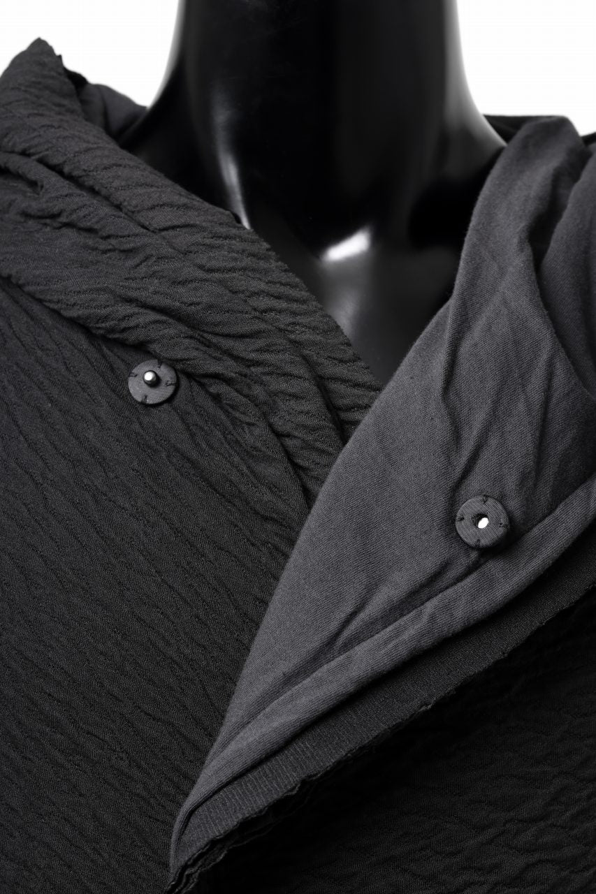 FIRST AID TO THE INJURED UXOR HOODIE LONG CARDIGAN / DOUBLE WAVY JERSEY (BLACK) - Image 10