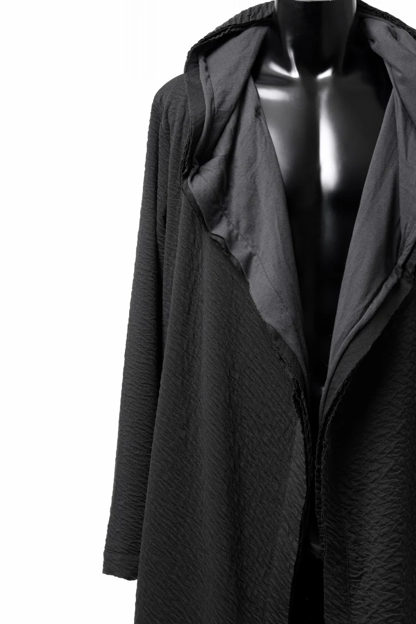 FIRST AID TO THE INJURED UXOR HOODIE LONG CARDIGAN / DOUBLE WAVY JERSEY (BLACK) - Image 11