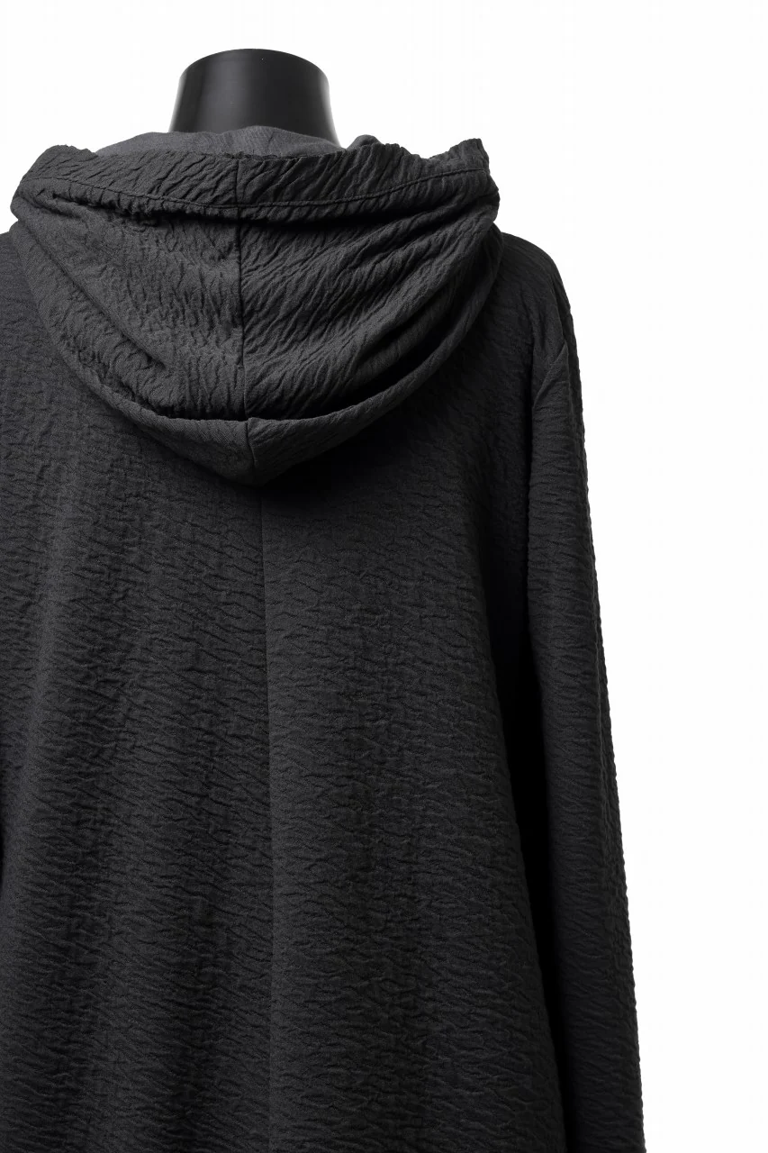 FIRST AID TO THE INJURED UXOR HOODIE LONG CARDIGAN / DOUBLE WAVY JERSEY (BLACK) - Image 14