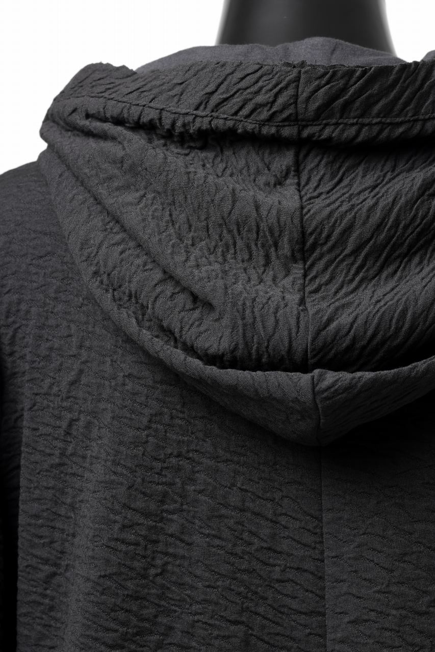 FIRST AID TO THE INJURED UXOR HOODIE LONG CARDIGAN / DOUBLE WAVY JERSEY (BLACK) - Image 16