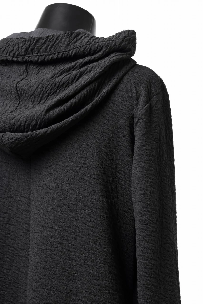 FIRST AID TO THE INJURED UXOR HOODIE LONG CARDIGAN / DOUBLE WAVY JERSEY (BLACK) - Image 17