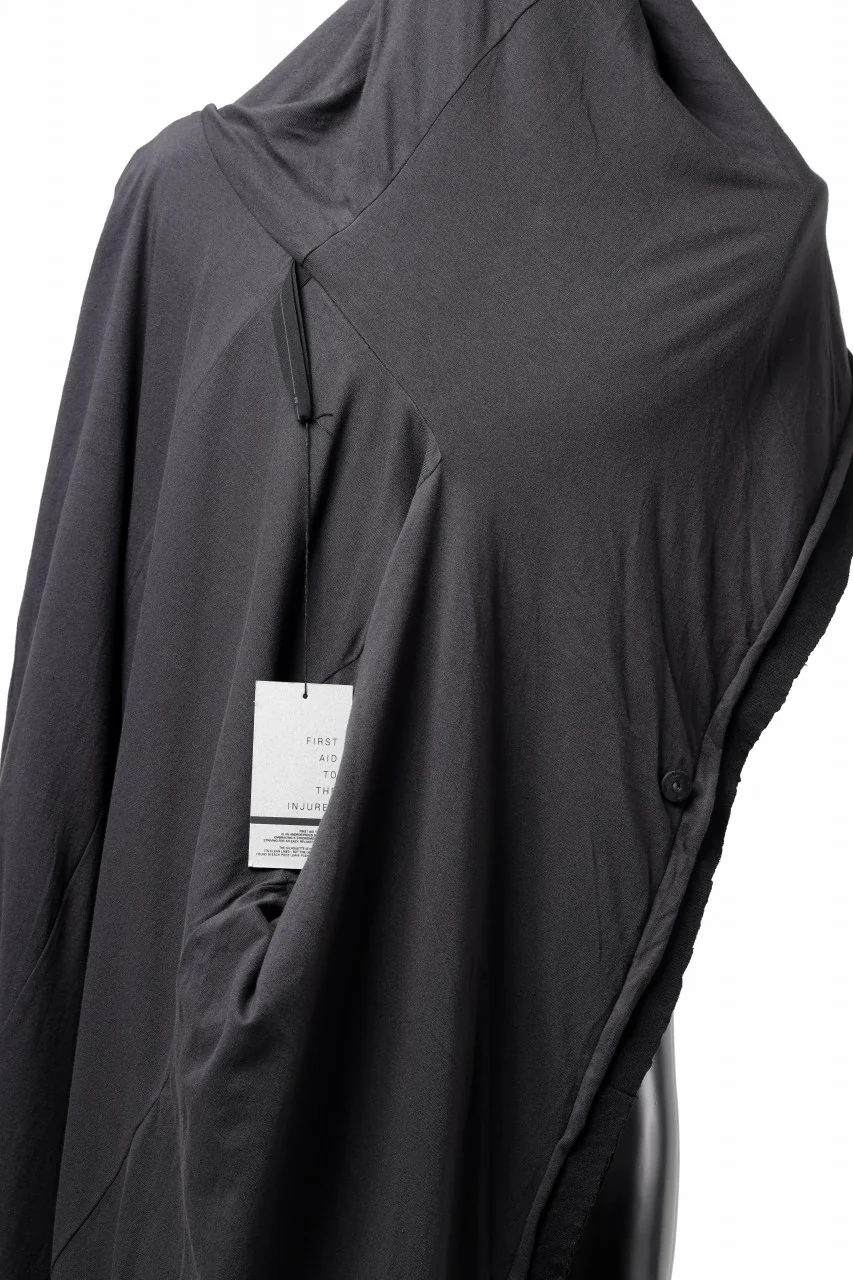 FIRST AID TO THE INJURED UXOR HOODIE LONG CARDIGAN / DOUBLE WAVY JERSEY (BLACK) - Image 18