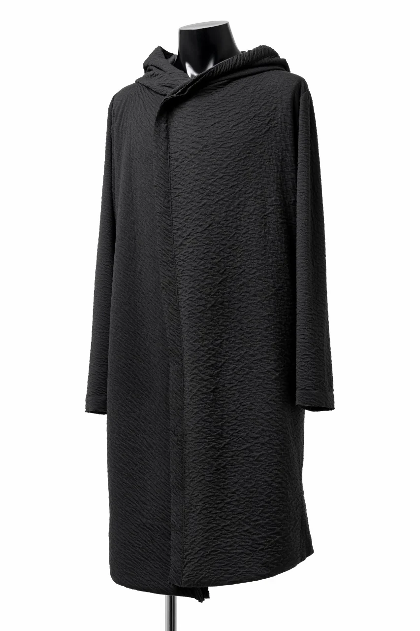 FIRST AID TO THE INJURED UXOR HOODIE LONG CARDIGAN / DOUBLE WAVY JERSEY (BLACK) - Image 2