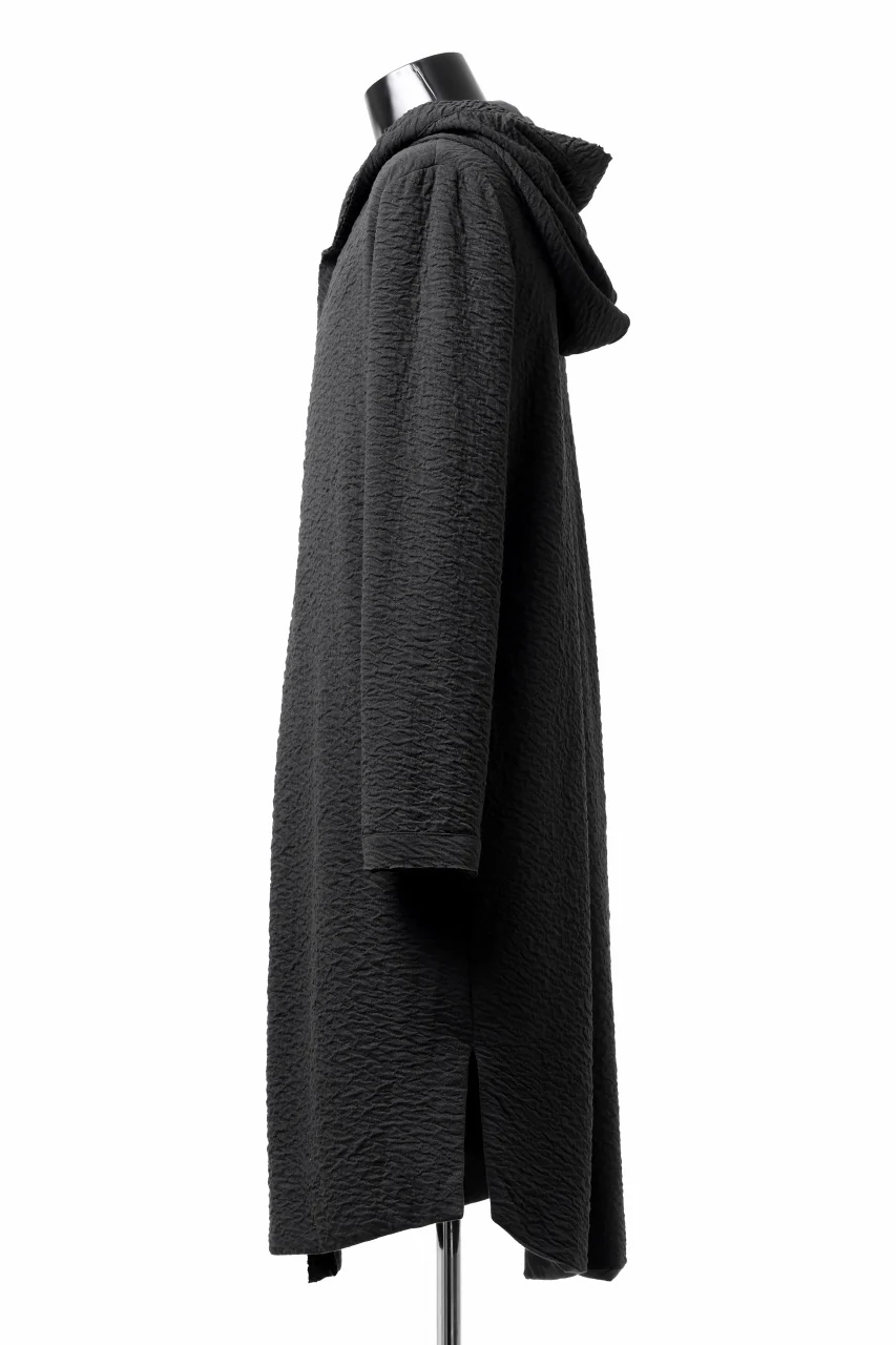 FIRST AID TO THE INJURED UXOR HOODIE LONG CARDIGAN / DOUBLE WAVY JERSEY (BLACK) - Image 3