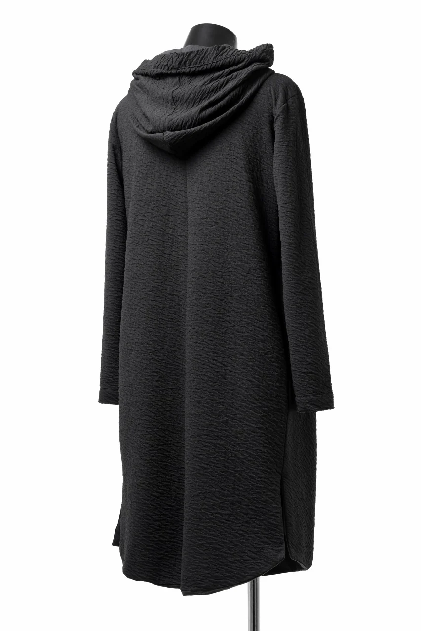 FIRST AID TO THE INJURED UXOR HOODIE LONG CARDIGAN / DOUBLE WAVY JERSEY (BLACK) - Image 4