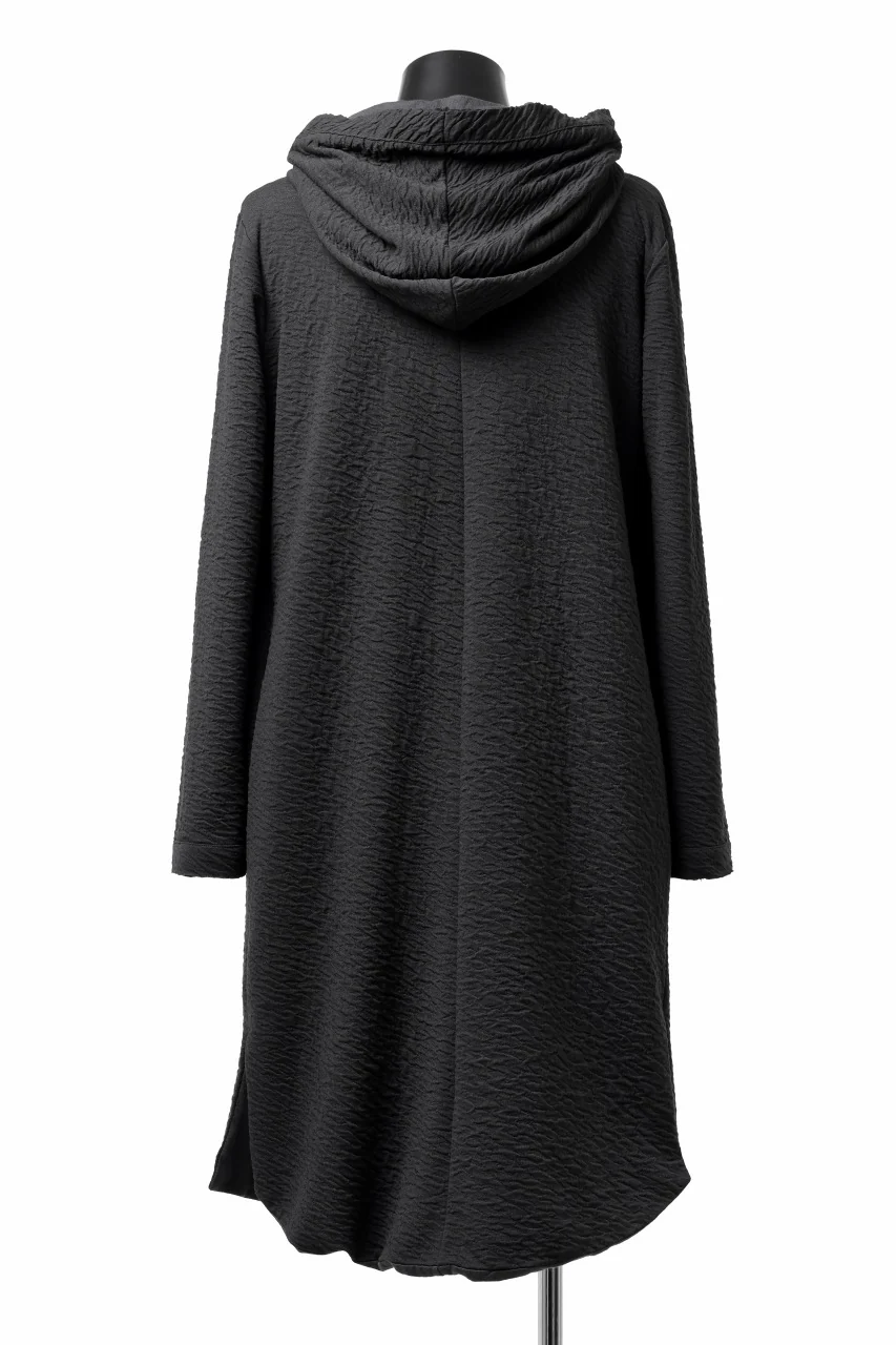 FIRST AID TO THE INJURED UXOR HOODIE LONG CARDIGAN / DOUBLE WAVY JERSEY (BLACK) - Image 5